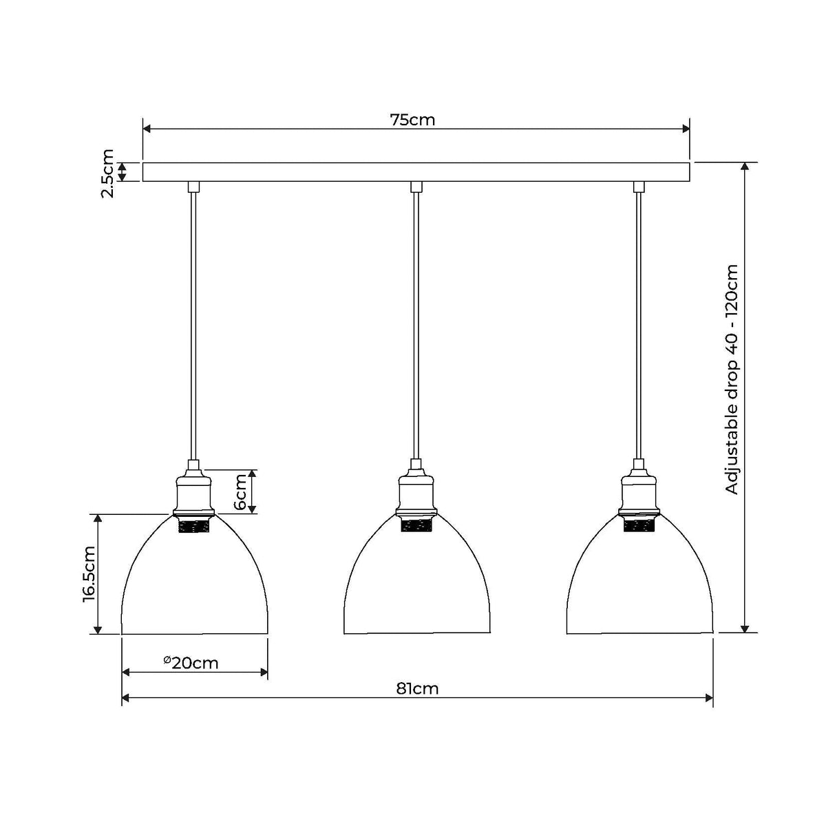 Pagazzi Jacob 3 Light Nickel & Glass Ceiling Pendant Bar