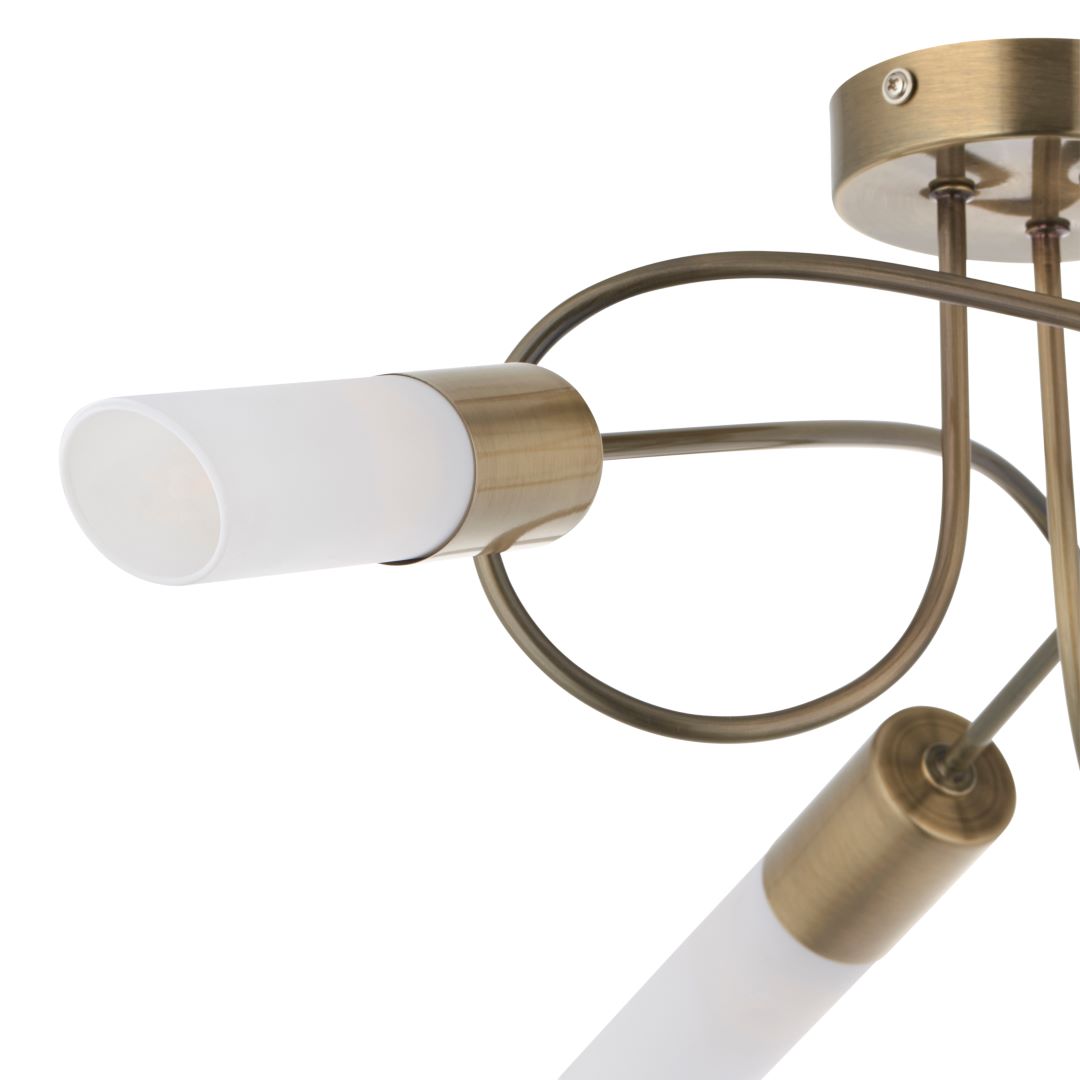 Pagazzi Patras Antique Brass 3 Light Semi Flush Ceiling Light