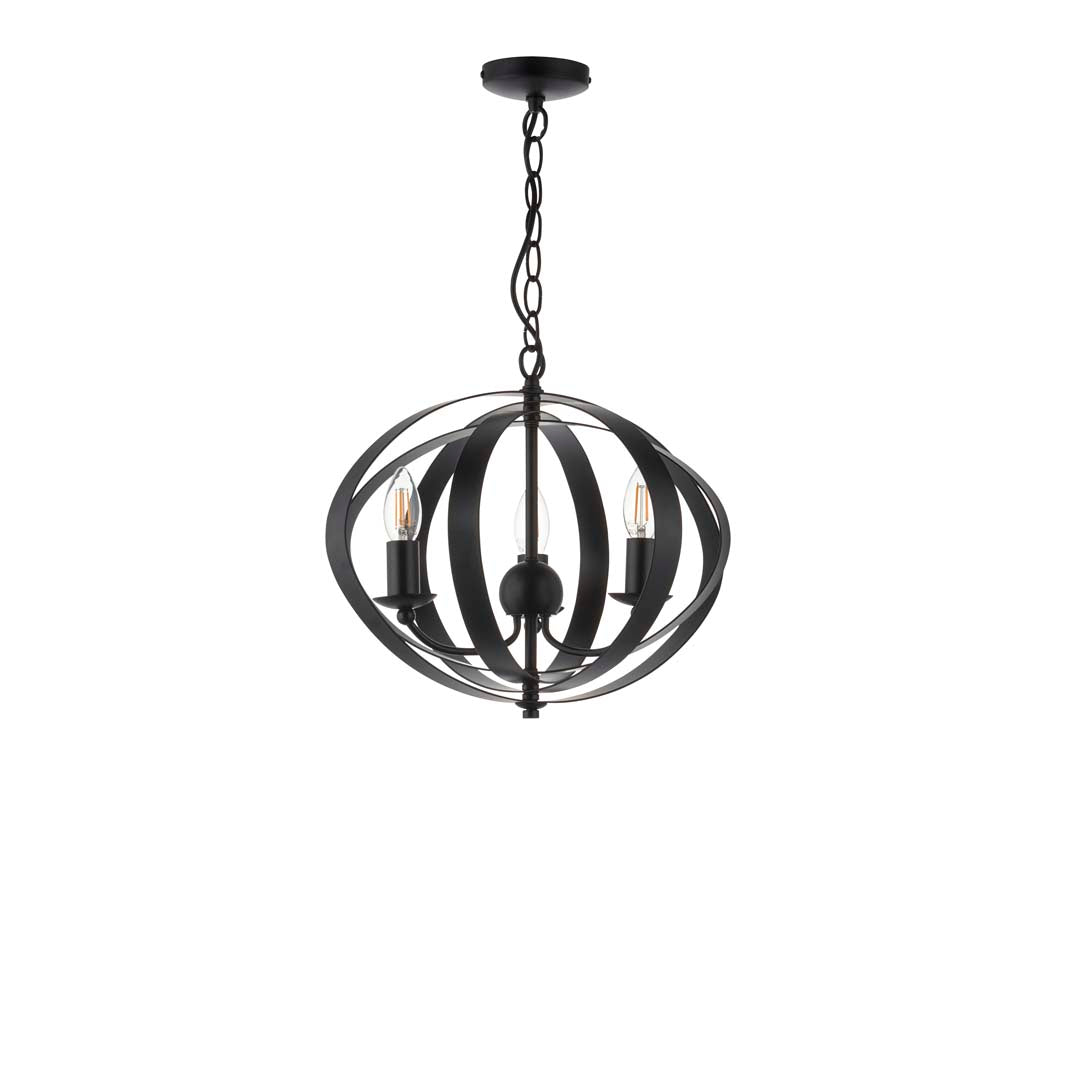 Pagazzi Midnight 3 Light Matte Black Pendant Ceiling Light
