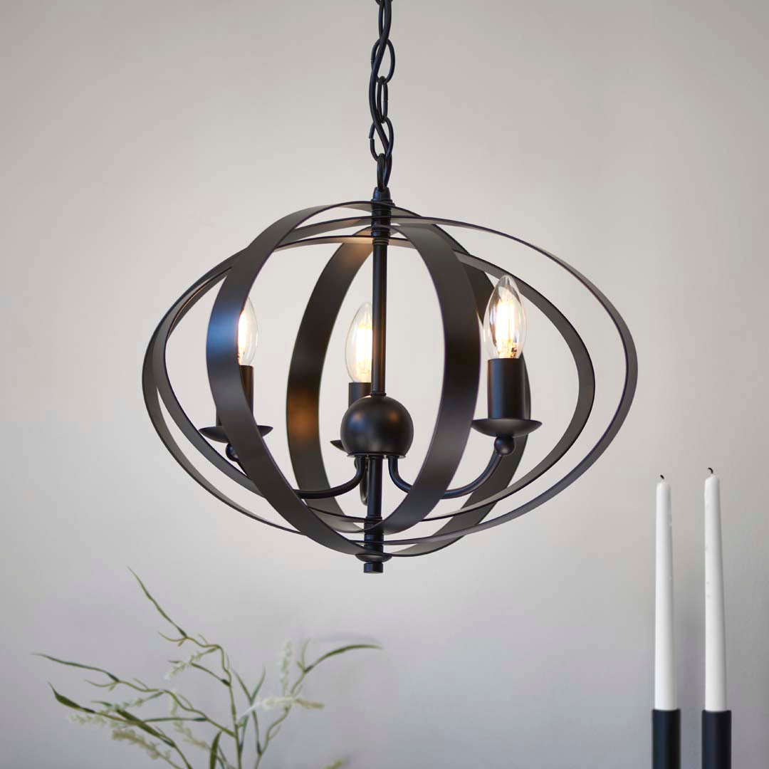 Pagazzi Midnight 3 Light Matte Black Pendant Ceiling Light