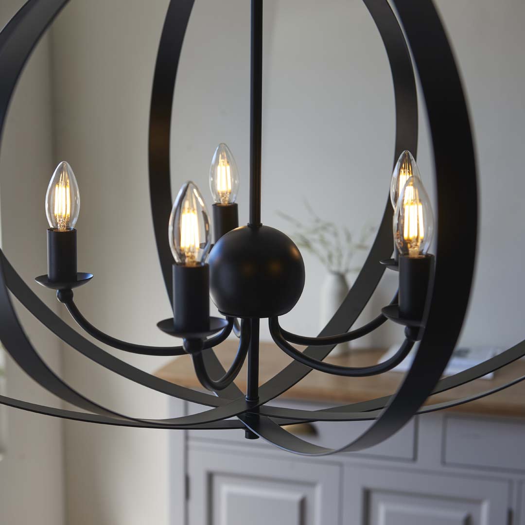 Pagazzi Midnight 5 Light Matte Black Pendant Ceiling Light