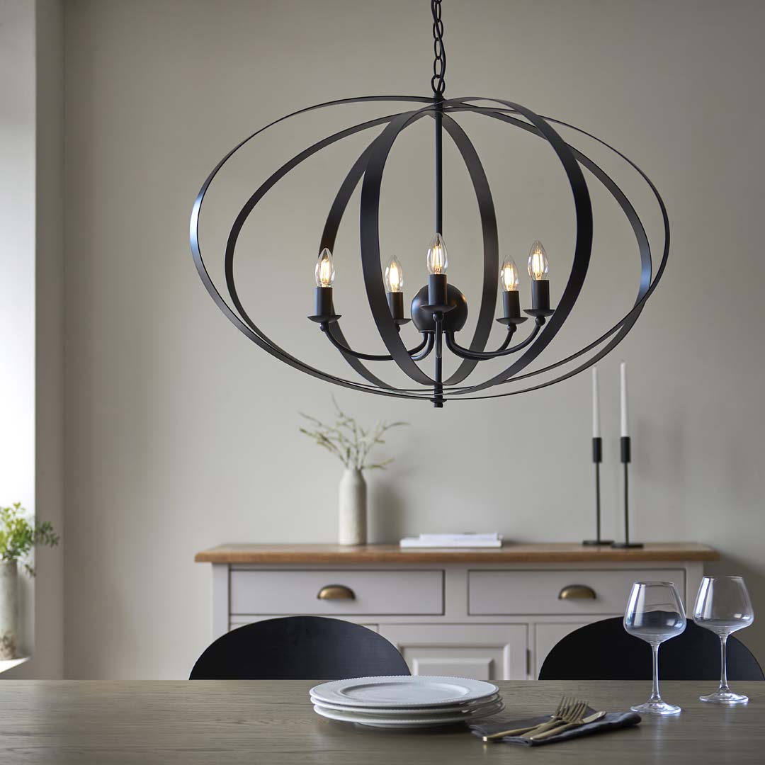 Pagazzi Midnight 5 Light Matte Black Pendant Ceiling Light