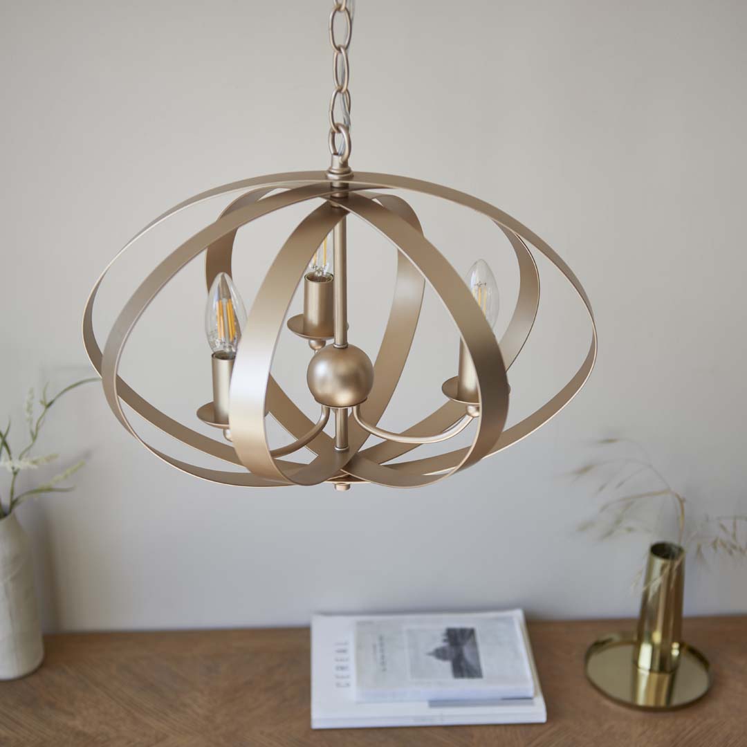 Pagazzi Midnight 3 Light Satin Gold Pendant Ceiling Light