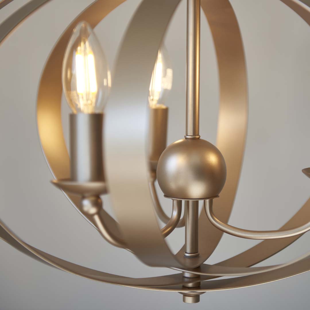 Pagazzi Midnight 3 Light Satin Gold Pendant Ceiling Light