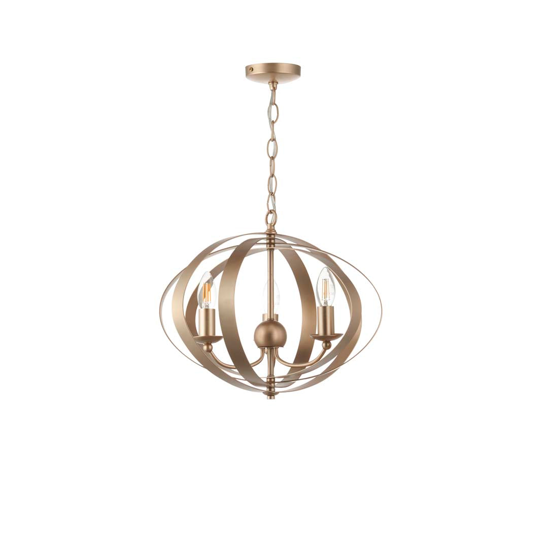 Pagazzi Midnight 3 Light Satin Gold Pendant Ceiling Light