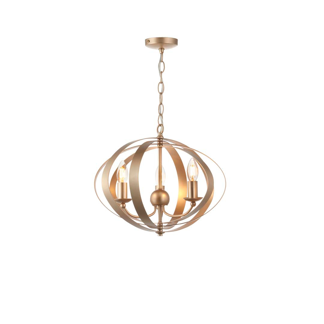 Pagazzi Midnight 3 Light Satin Gold Pendant Ceiling Light