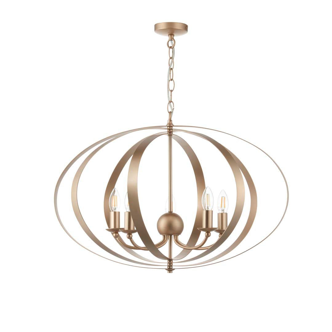 Pagazzi Midnight 5 Light Satin Gold Ceiling Light Pendant