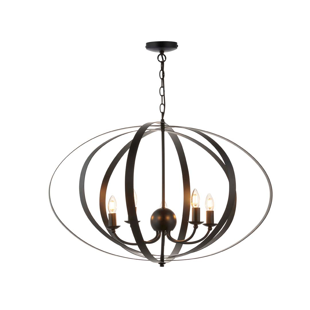 Pagazzi Midnight 5 Light Matte Black Pendant Ceiling Light - Large