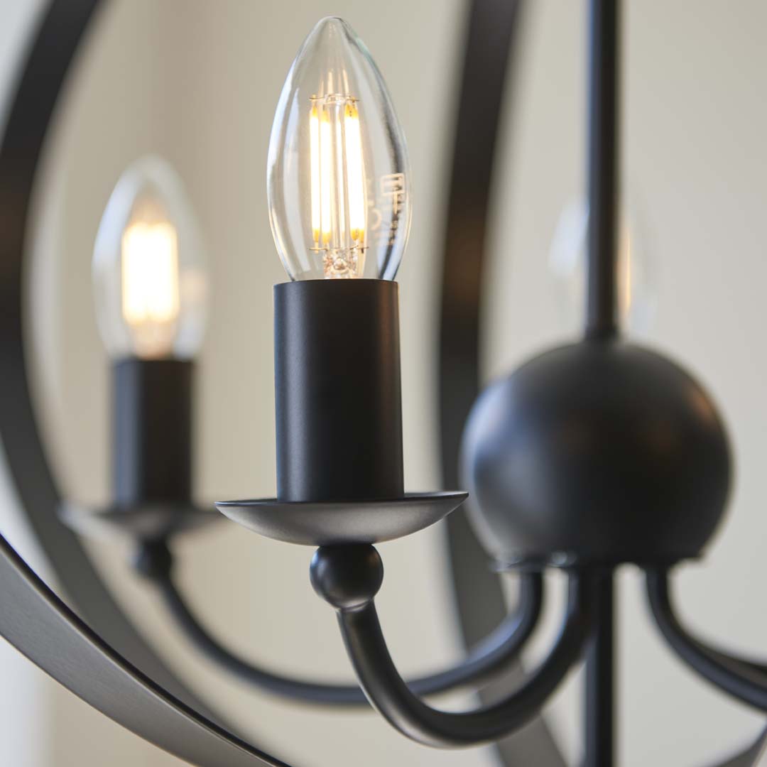 Pagazzi Midnight 5 Light Matte Black Pendant Ceiling Light - Large