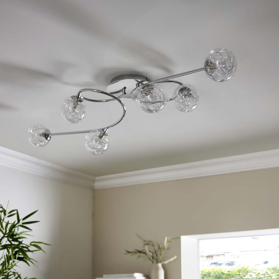 Pagazzi Jaymie 6 Light Chrome Semi Flush Ceiling Light
