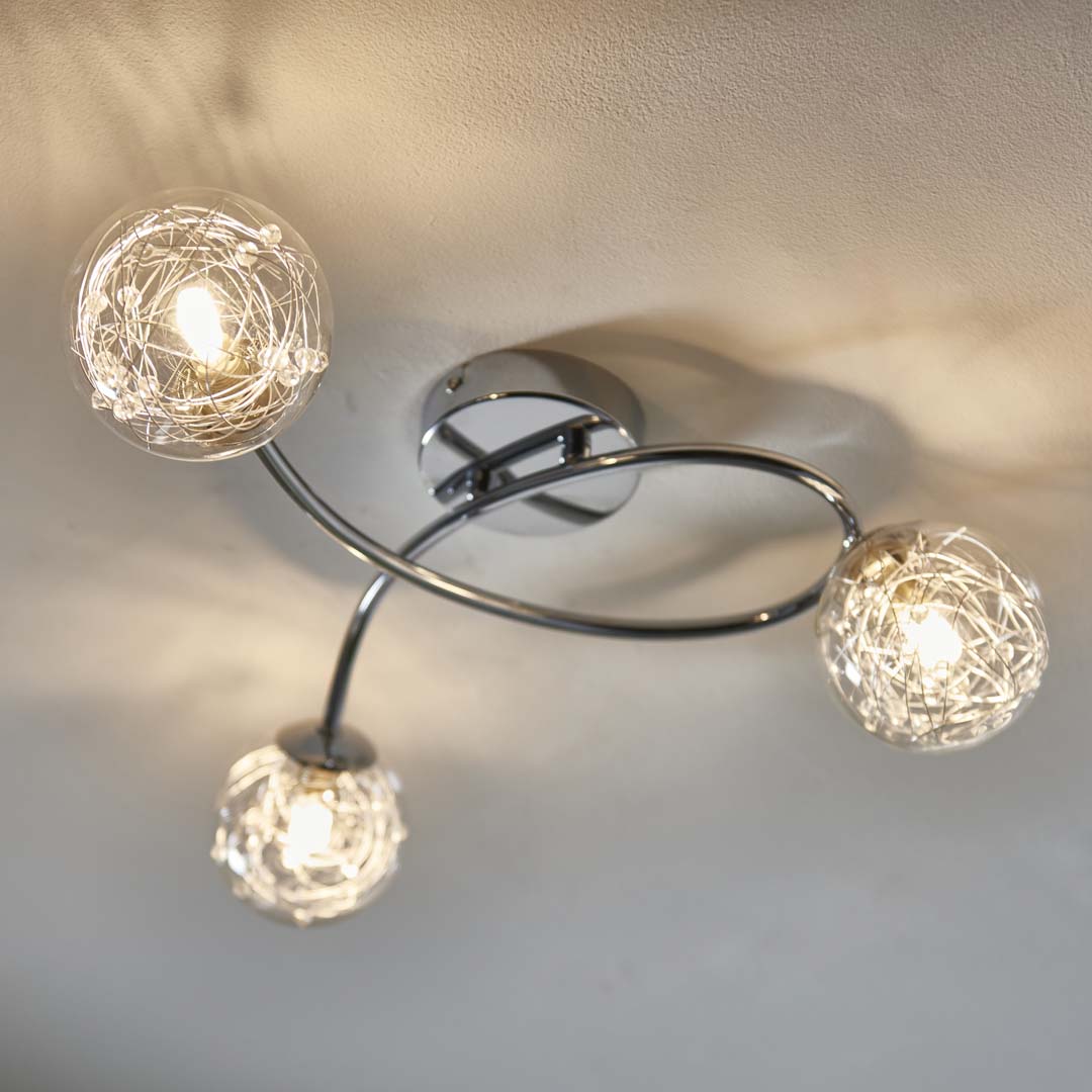 Pagazzi Jaymie 3 Light Chrome Semi Flush Ceiling Light