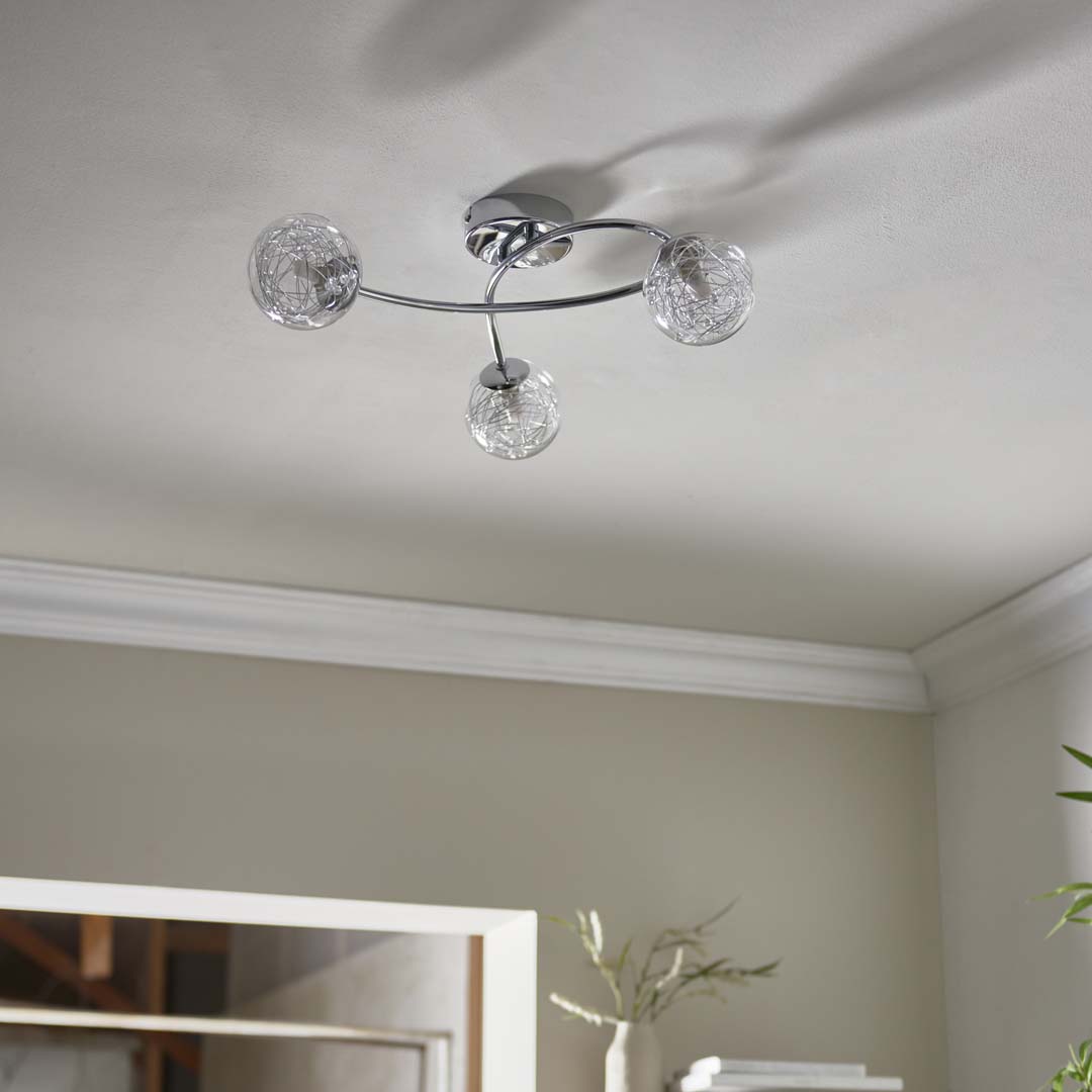 Pagazzi Jaymie 3 Light Chrome Semi Flush Ceiling Light