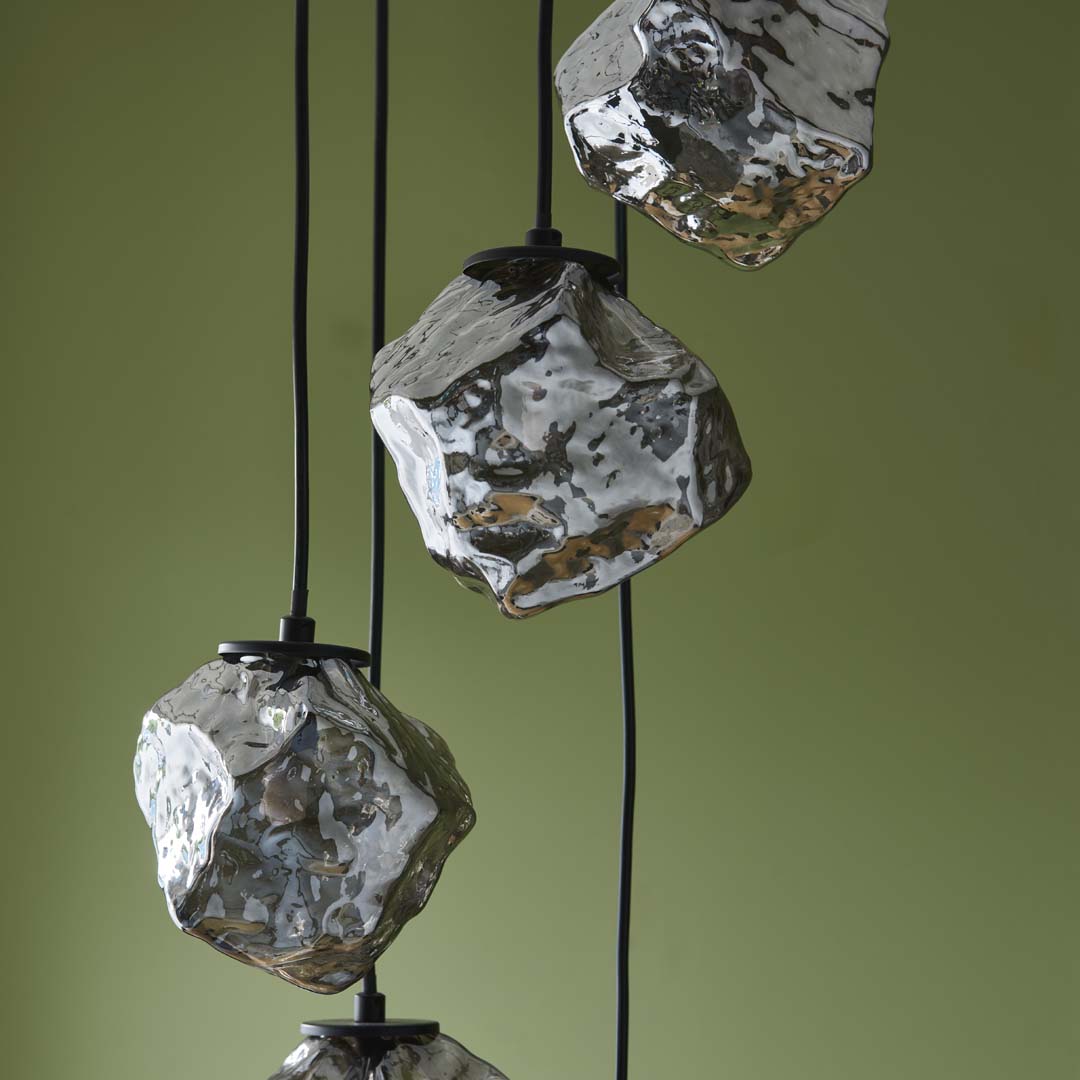Pagazzi Molten 5 Light Smokey Glass Ceiling Pendant