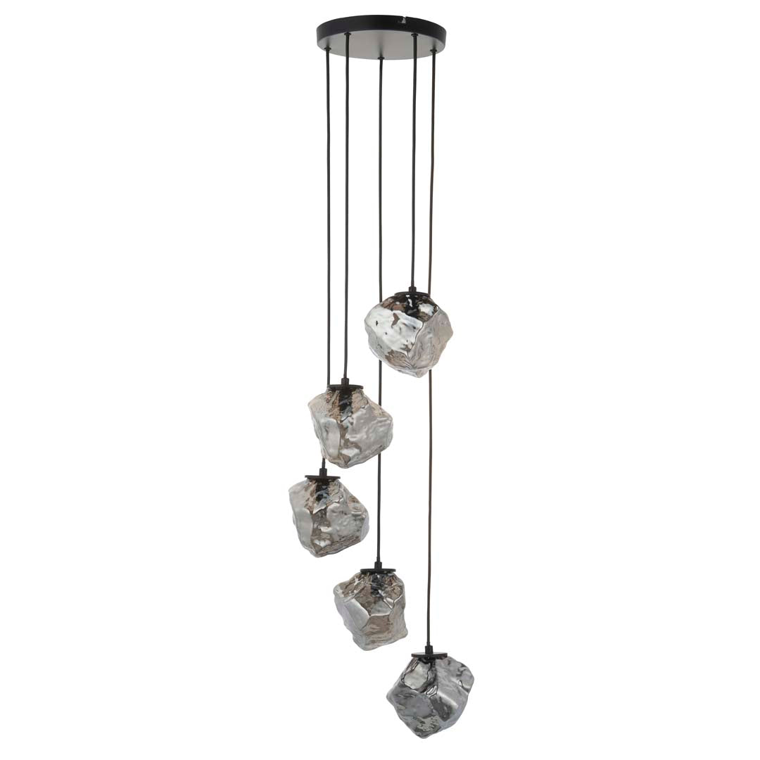 Pagazzi Molten 5 Light Smokey Glass Ceiling Pendant