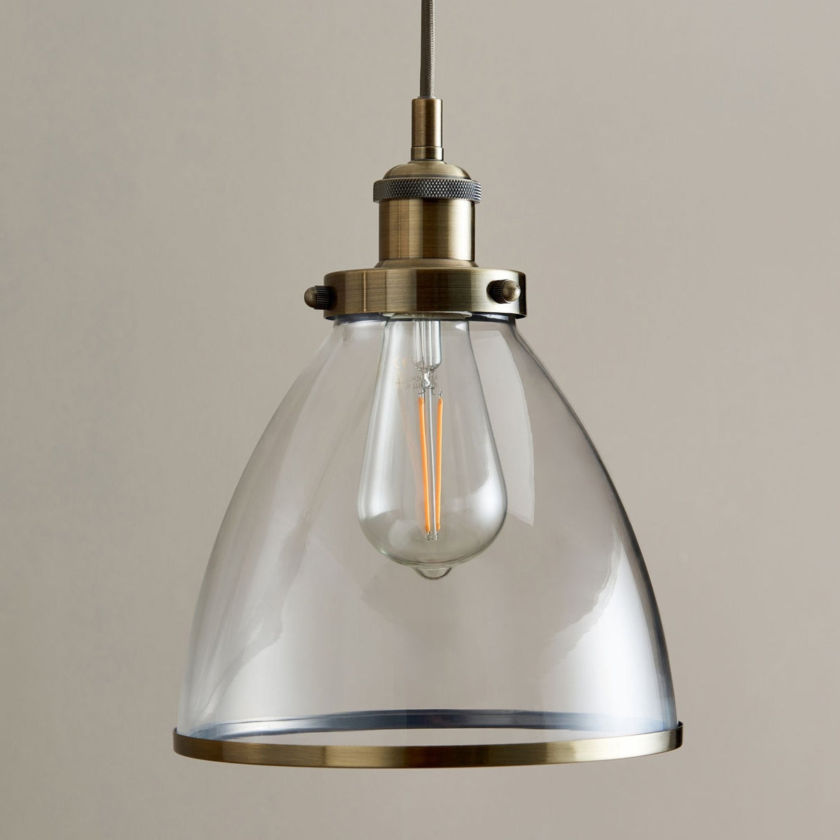 Pagazzi Brunswick 3 Light Antique Brass Glass Ceiling Pendant Bar