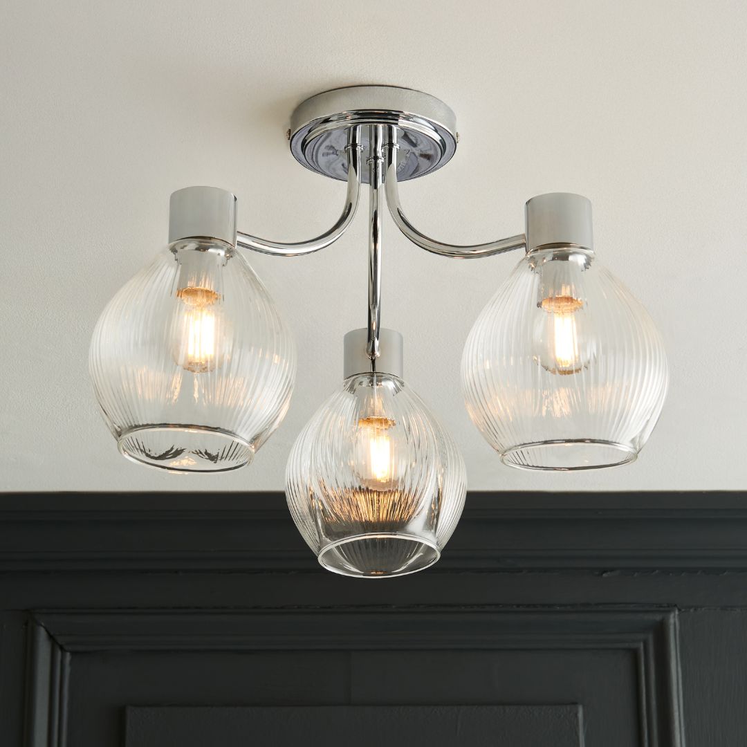 Pagazzi Hamilton 3 Light Polished Chrome Semi Flush Ceiling Light