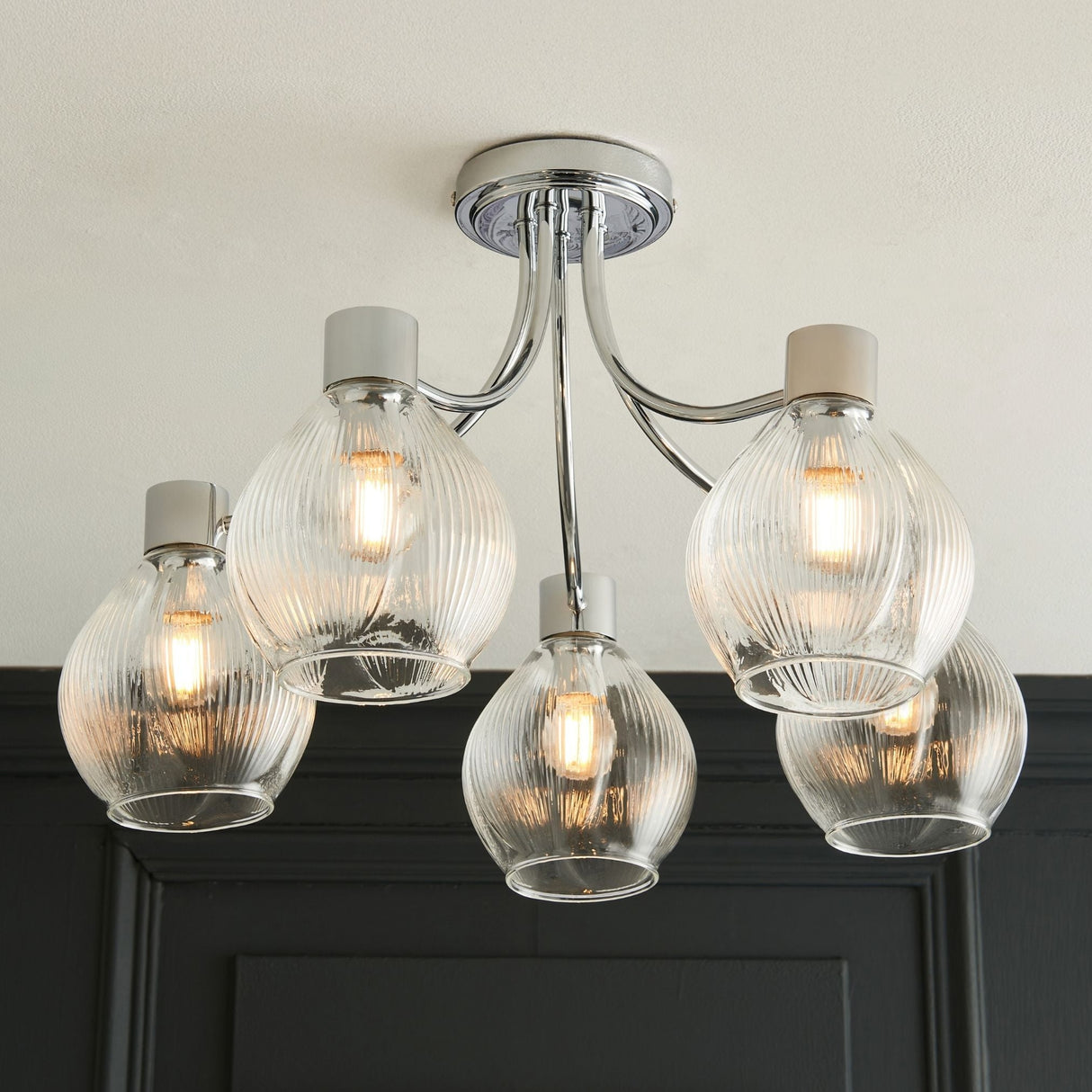 Pagazzi Hamilton 5 Light Polished Chrome Semi Flush Ceiling Light