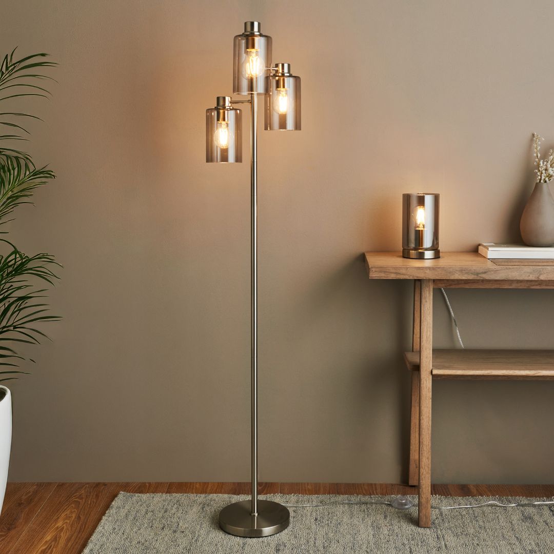 Pagazzi Kingsholm 3 Light Satin Nickel Floor Lamp