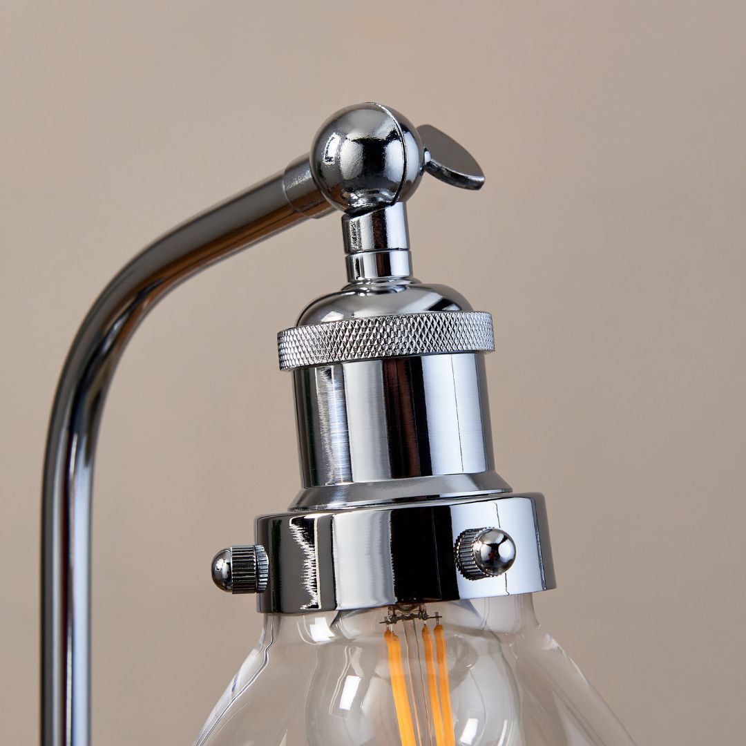 Pagazzi Brunswick Polished Nickel Glass Desk Table Lamp