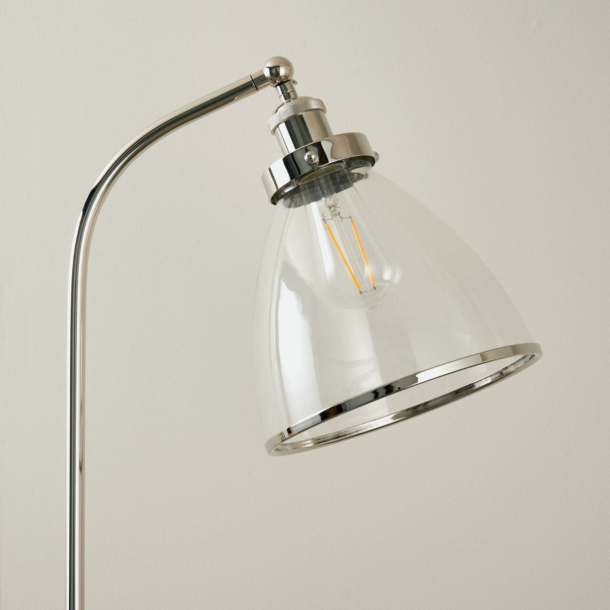 Pagazzi Brunswick Polished Nickel Glass Task Floor Lamp