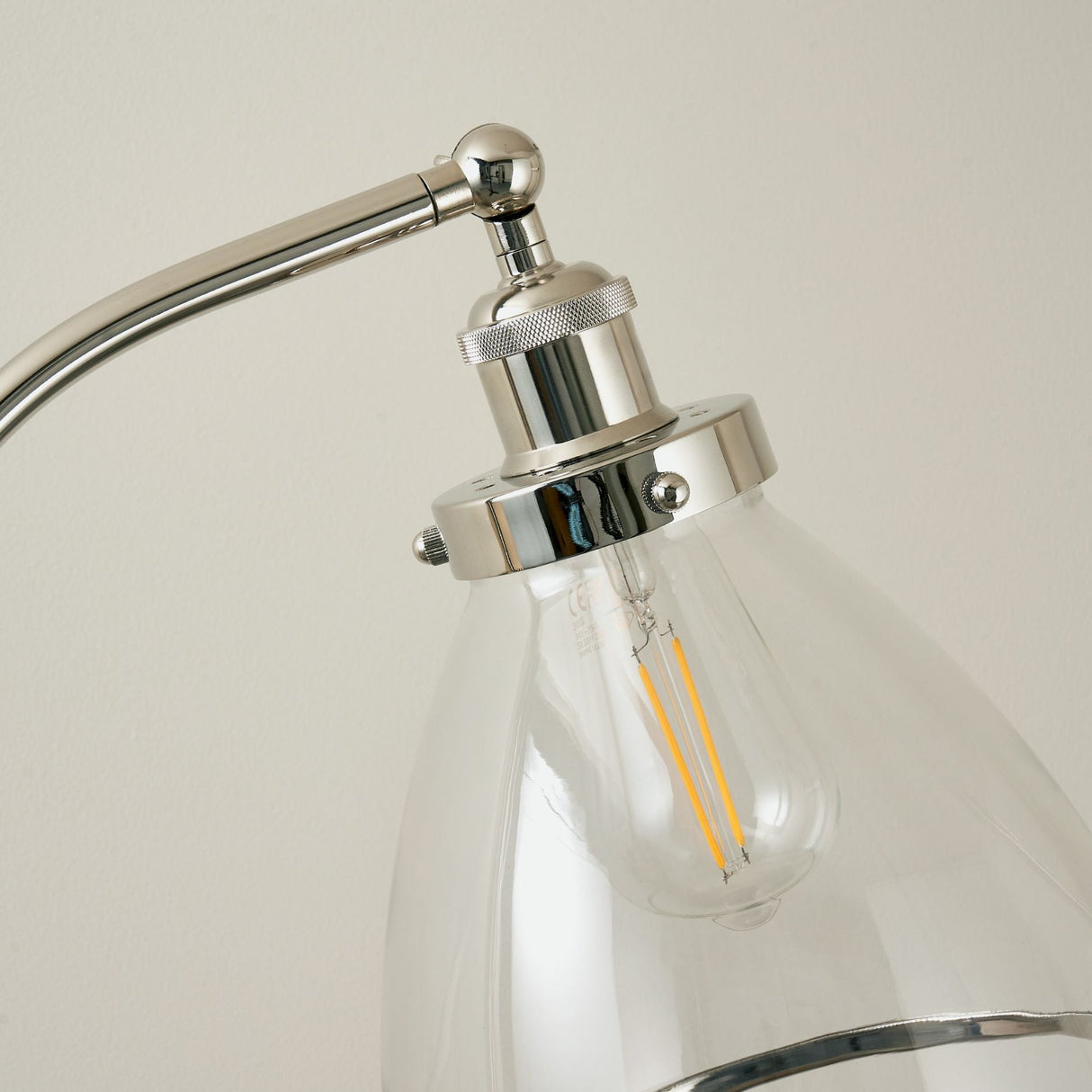 Pagazzi Brunswick Polished Nickel Glass Task Floor Lamp