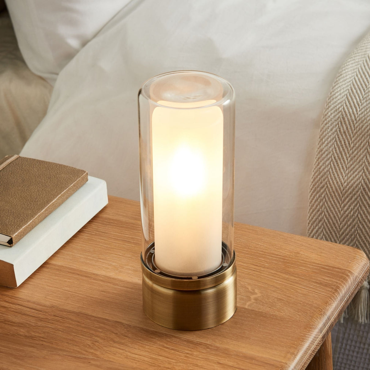 Pagazzi Chepstow Antique Brass Glass Touch Table Lamp