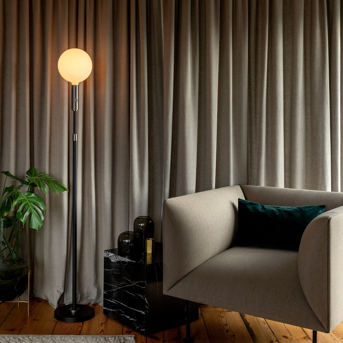 Tala Poise Adjustable Floor Lamp in Graphite with Sphere V