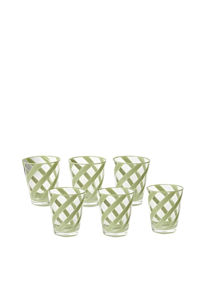 Casa by Josephine Jenno Poolside Gossip Sage Green Acrylic Tumblers - Set of 6