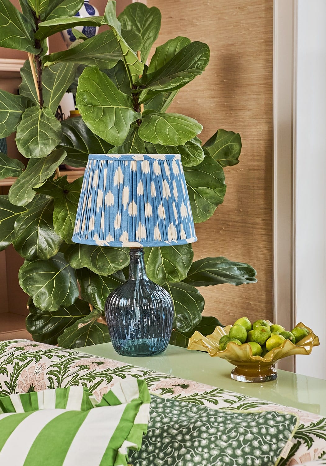 Casa by Josephine Jenno Green Cabana Stripe Ruffled Cushion Cover
