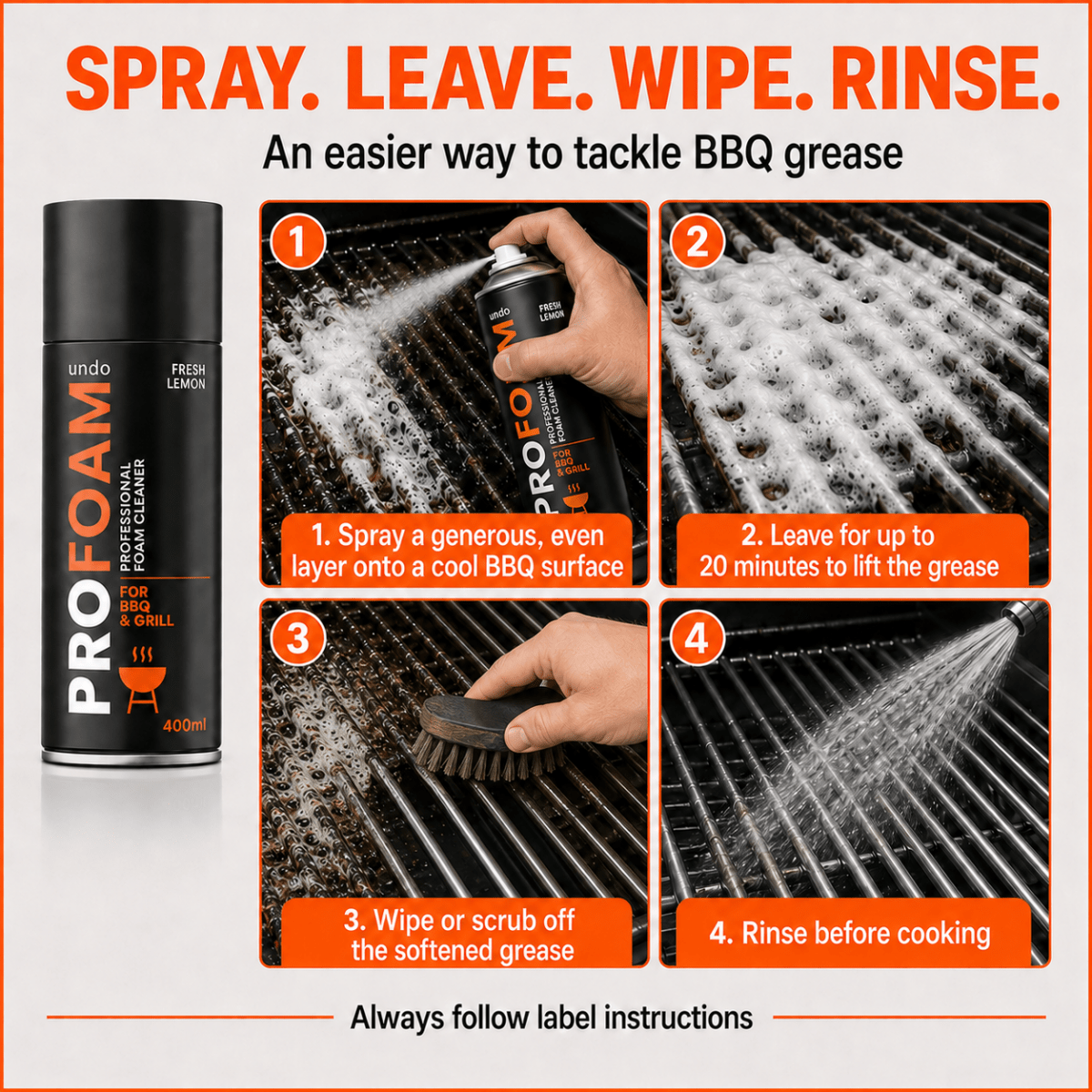 Best Ideas UK Profoam BBQ Grill Cleaner Fresh Lemon