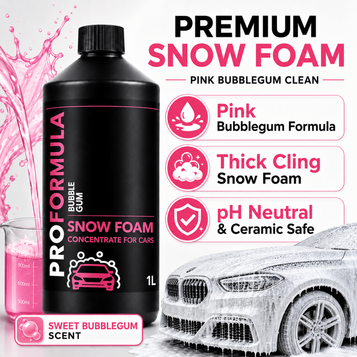 Best Ideas UK ProFormula Snow Foam Car Cleaner Bubble Gum Scent