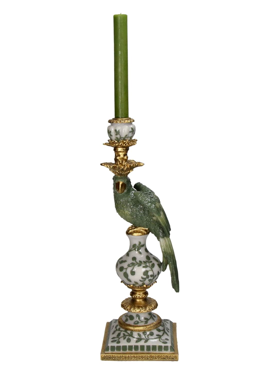 Casa by Josephine Jenno Regal Green Parrot Large Candlestick - 39cm