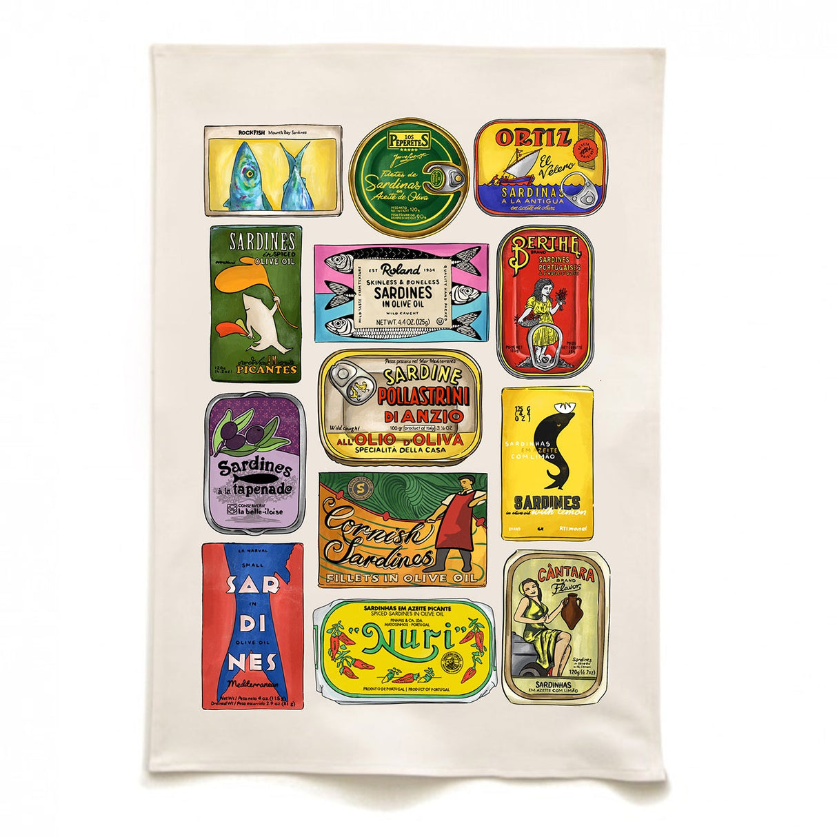 Quite Nice London Tinned Sardine Tea Towel - 75x50cm