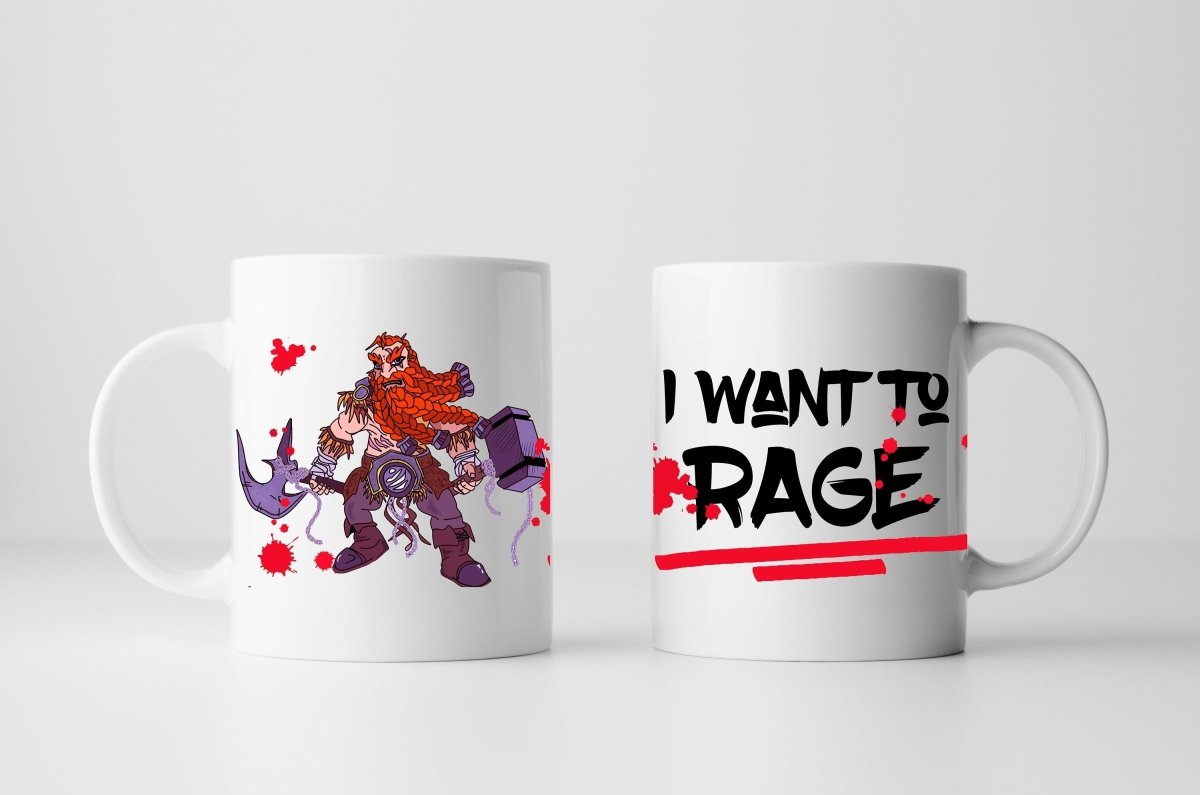 I Want To Rage Dwarf Barbarian DND Mug by Resplendent Aurora