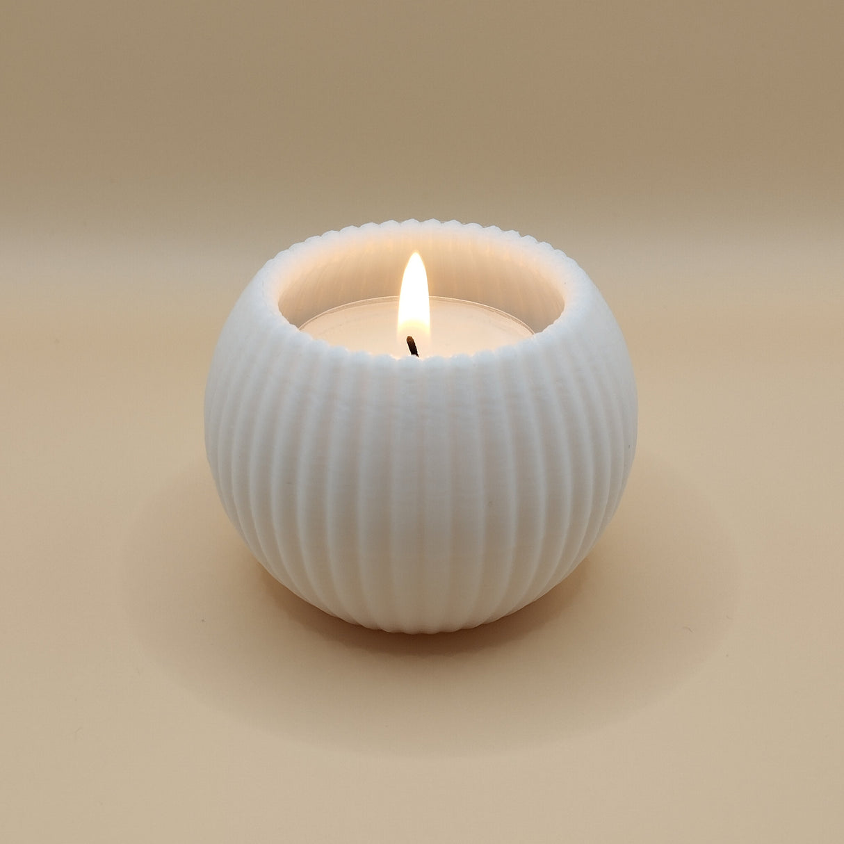 Filamora Studios Round Ribbed LED Tealight Holder