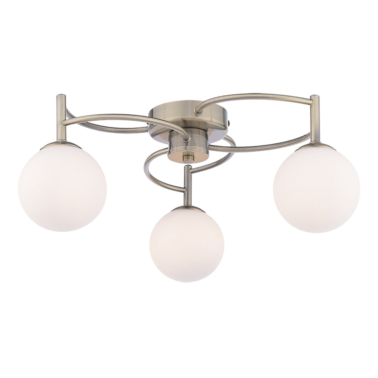 Pagazzi Rosa 3-Light Antique Brass Semi-Flush Ceiling Light