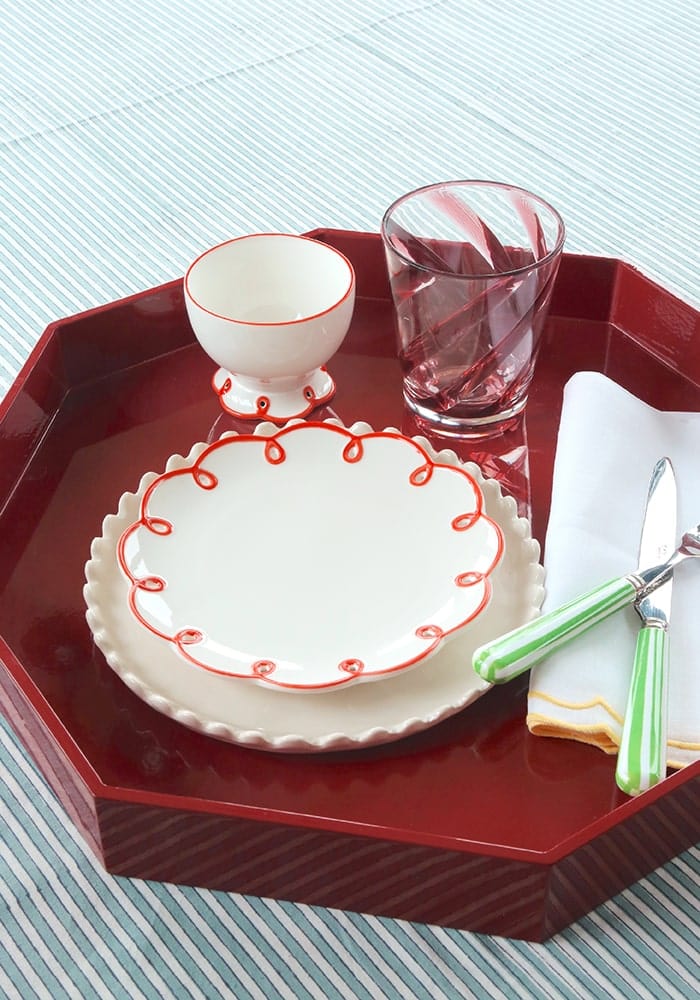 Casa by Josephine Jenno Rosy Red Scalloped Side Plates - Set of 4