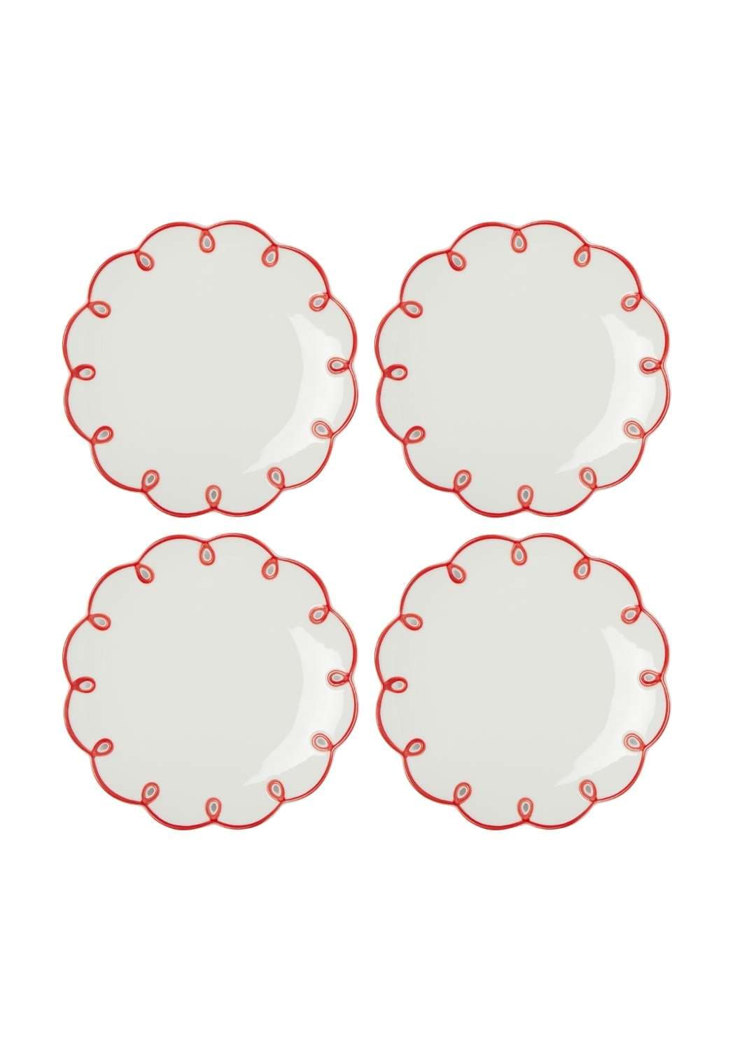 Casa by Josephine Jenno Rosy Red Scalloped Side Plates - Set of 4