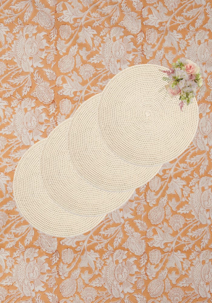 Casa by Josephine Jenno Round Rattan Placemat Sand Colour - Set of 4