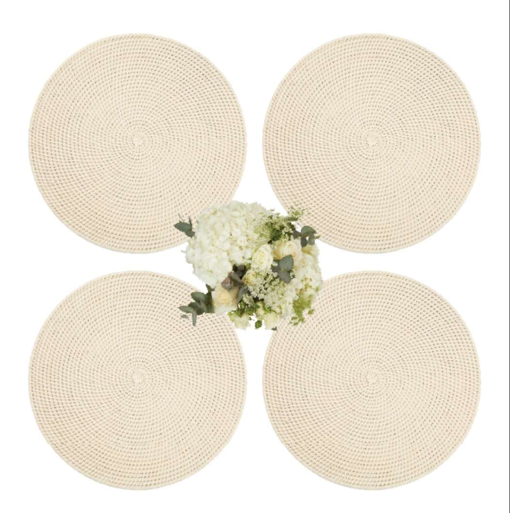 Casa by Josephine Jenno Round Rattan Placemat Sand Colour - Set of 4