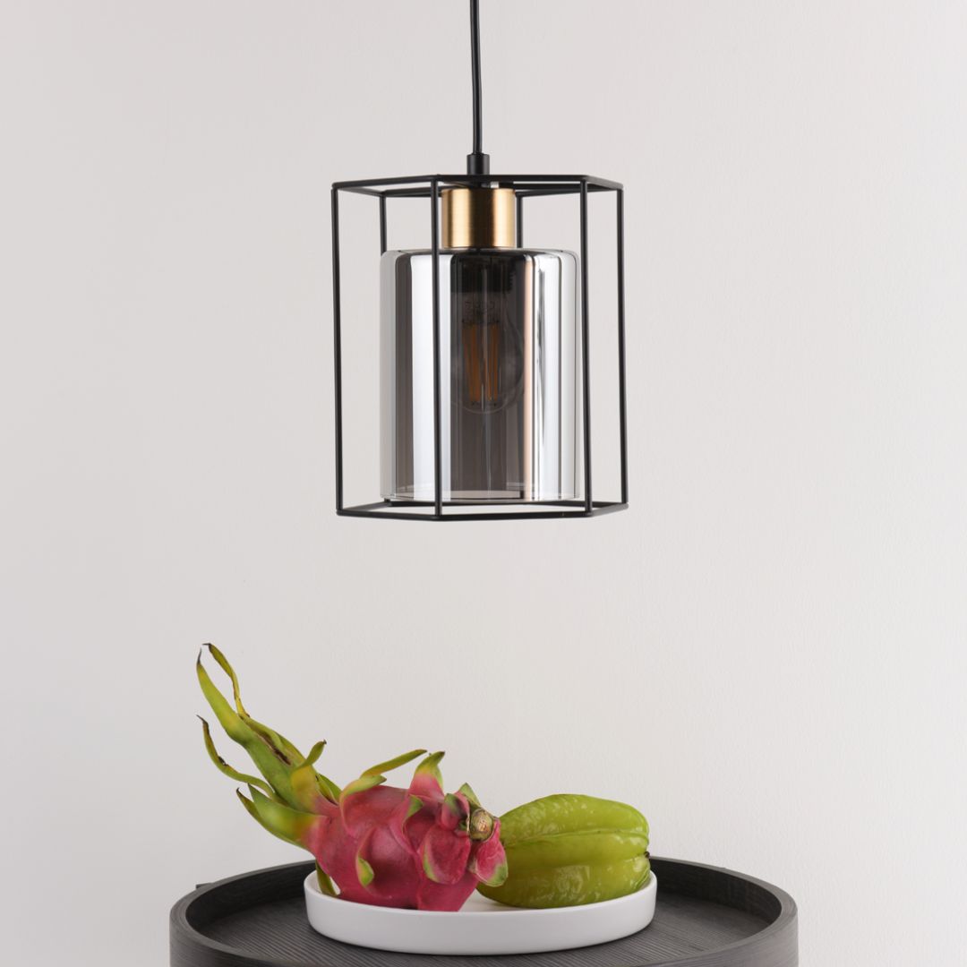 Pagazzi Sabrina 1 Light Black & Smoked Glass Pendant Ceiling Light