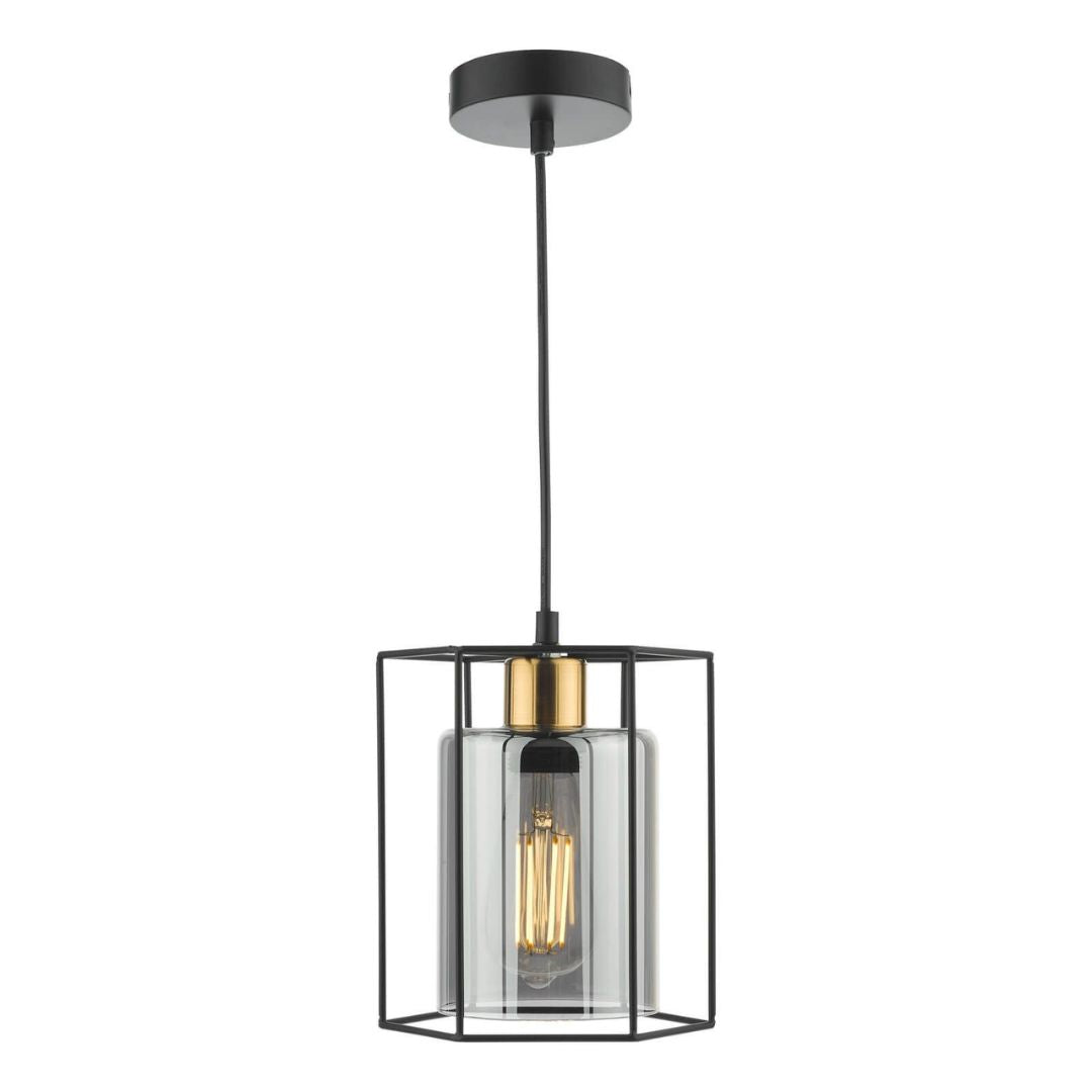 Pagazzi Sabrina 1 Light Black & Smoked Glass Pendant Ceiling Light