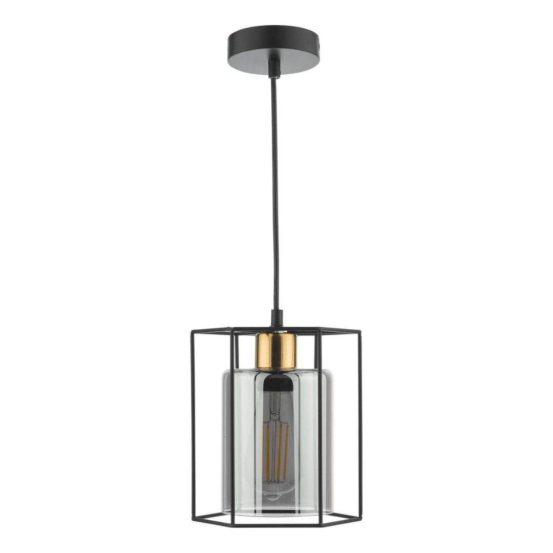 Pagazzi Sabrina 1 Light Black & Smoked Glass Pendant Ceiling Light