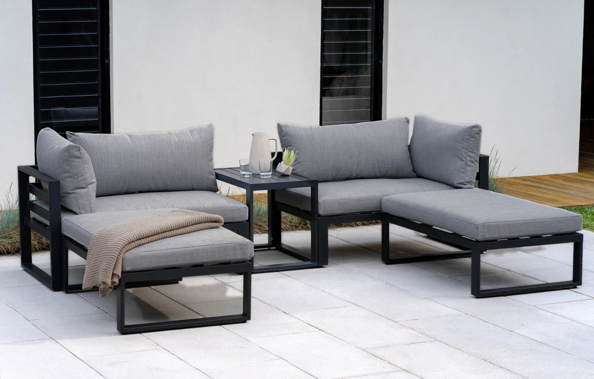 MINT Outdoor Santorini Grey 4 Seater Modular Aluminium Lounge Set
