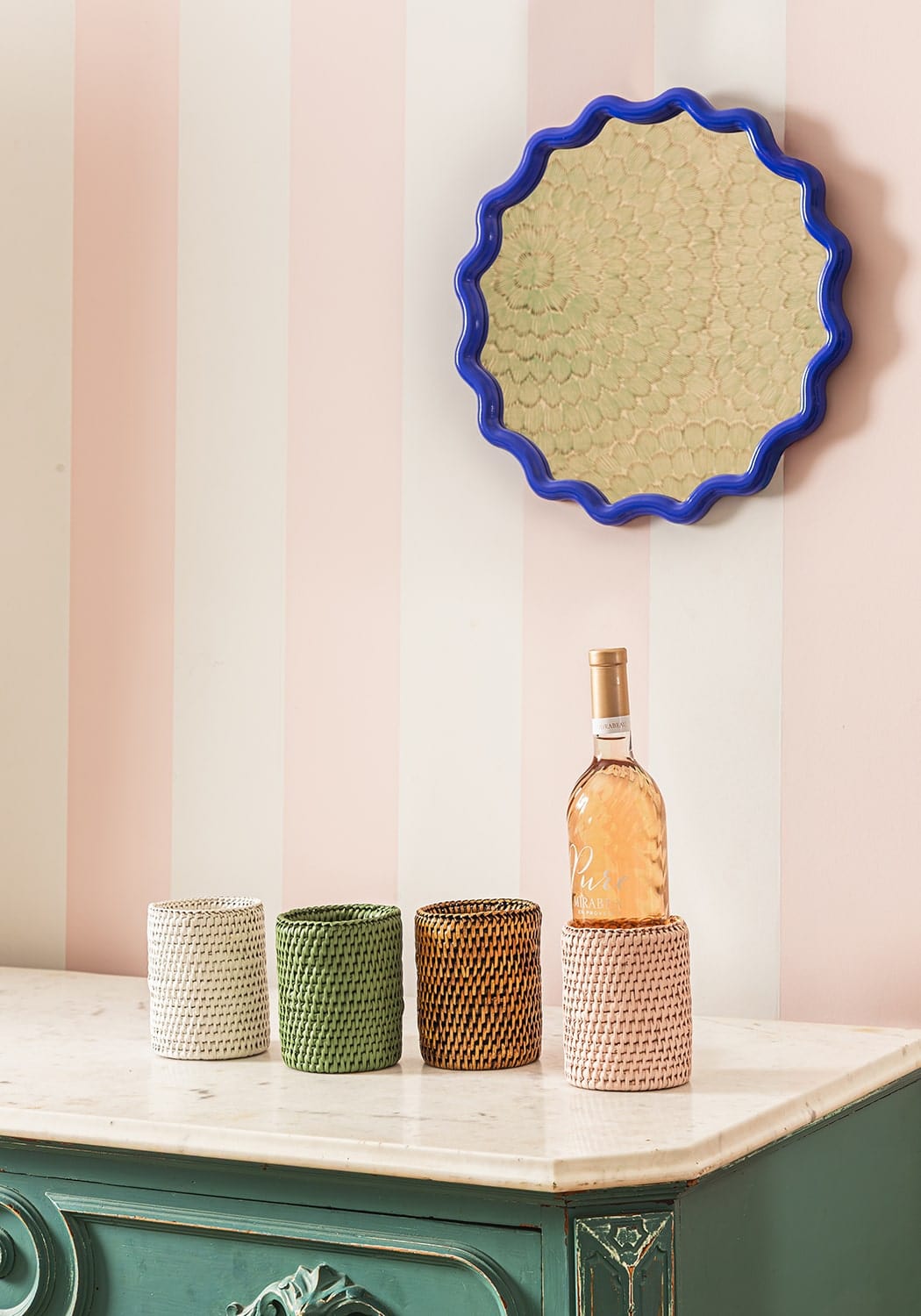 Casa by Josephine Jenno Savannah Rattan Bottle Holder - White