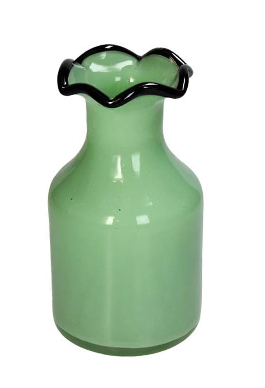 Casa by Josephine Jenno Scalloped Vintage Inspired Green Glass Vase