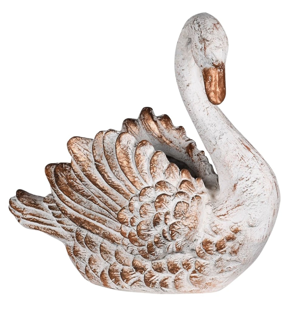 Casa by Josephine Jenno Swan Lake Distressed White & Gold Vase
