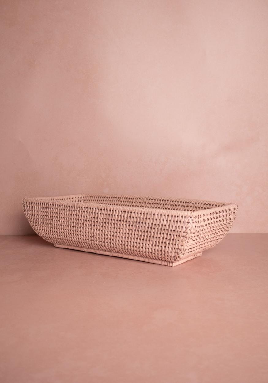Casa by Josephine Jenno Wiltshire Long Rattan Basket Pink
