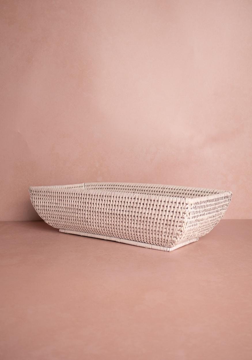Casa by Josephine Jenno Wiltshire Long Rattan Basket - White