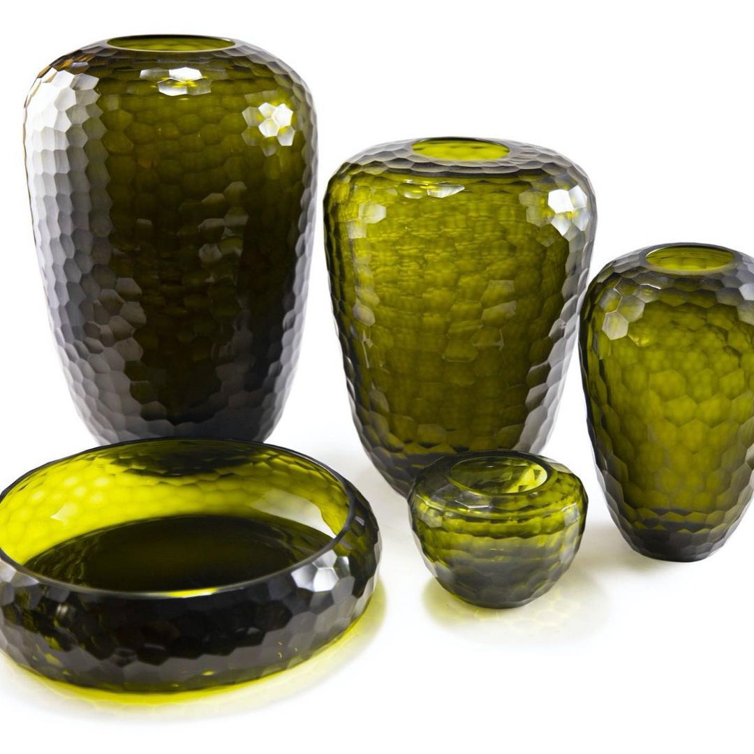Lowlands Design Emerald Olive Candleholder H10 D14cm